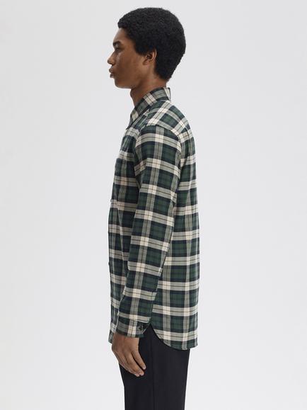 Fred Perry Brushed Tartan Shirt, Court Green - view 2, Court Green