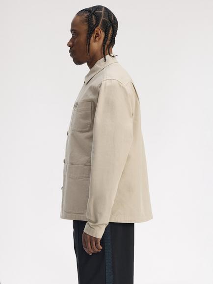 Fred Perry Cotton Collar Overshirt - view 2, Warm Oat