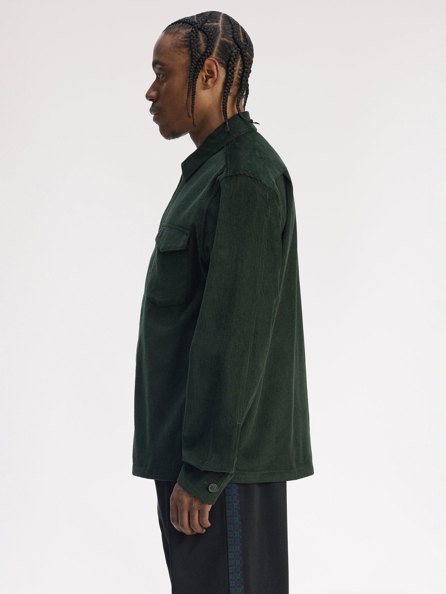 Product image 2 of 5, which shows Fred Perry Cotton Corduroy Overshirt, Court Green, S
