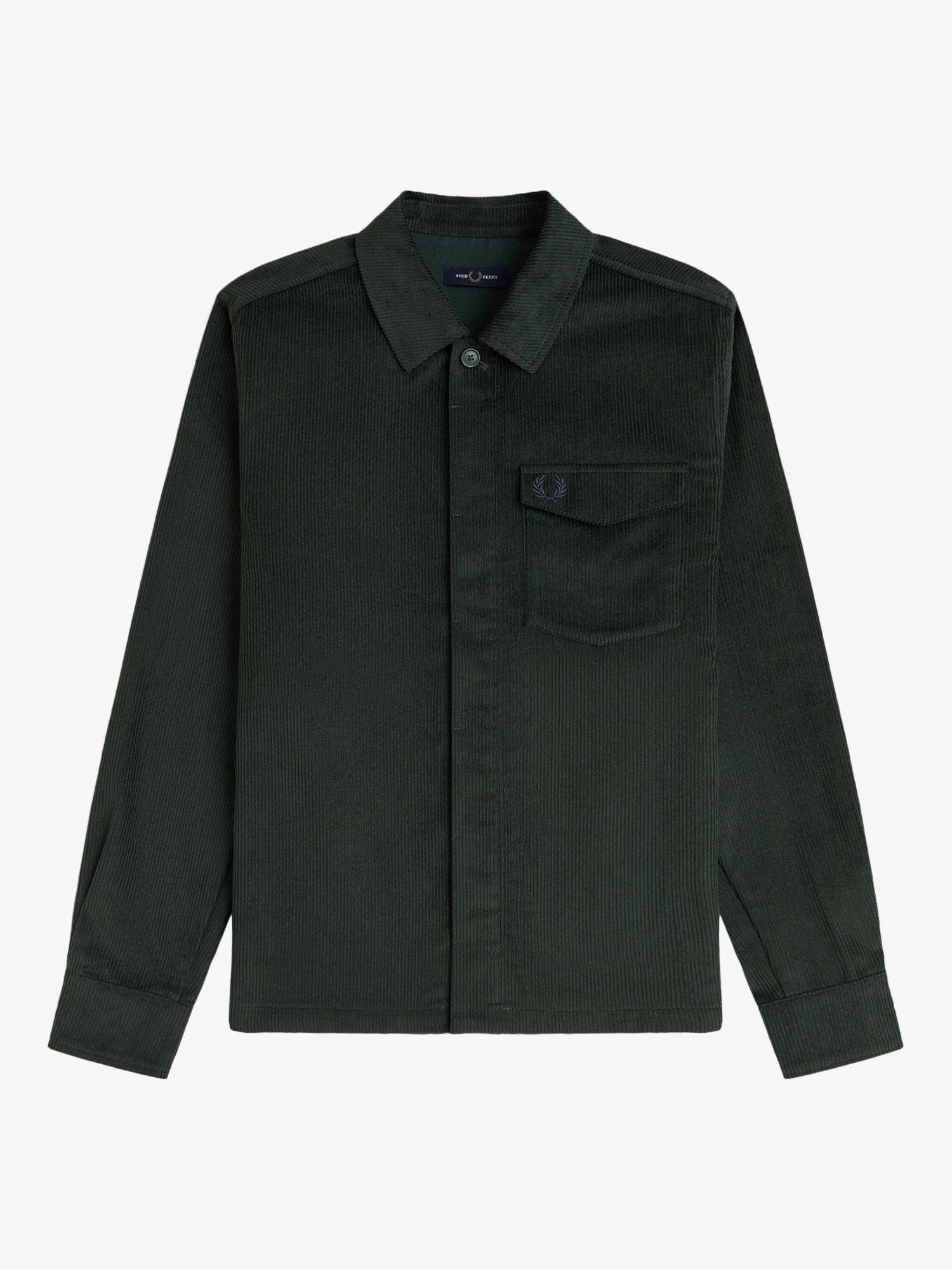Product image 4 of 5, which shows Fred Perry Cotton Corduroy Overshirt, Court Green, S