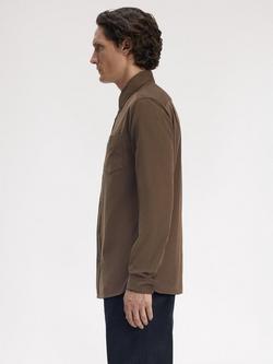 Fred Perry Needlecord Button Down Collar Cotton Shirt, Burnt Tobacco - view 2, Burnt Tobacco