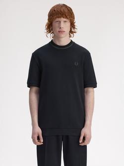 Fred Perry Check Pique T-Shirt, Navy, Navy