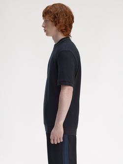 Fred Perry Check Pique T-Shirt, Navy - view 2, Navy