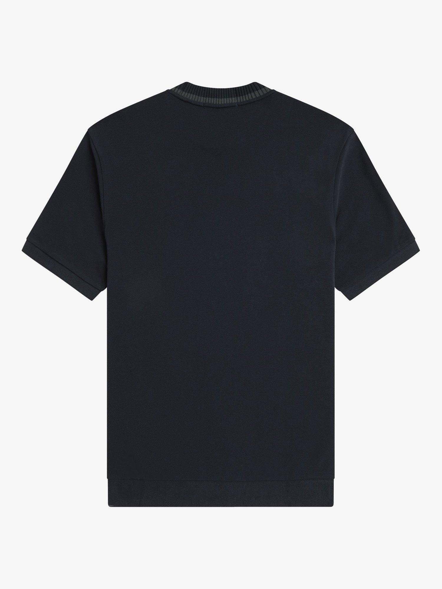 Product image 5 of 5, which shows Fred Perry Check Pique T-Shirt, Navy, S
