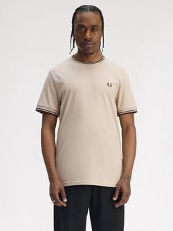 Fred Perry Crew Neck Twin Tipped Cotton T-Shirt, Wrmot/Crtgr/Btob, Wrmot/Crtgr/Btob