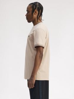 Fred Perry Crew Neck Twin Tipped Cotton T-Shirt, Wrmot/Crtgr/Btob - view 2, Wrmot/Crtgr/Btob