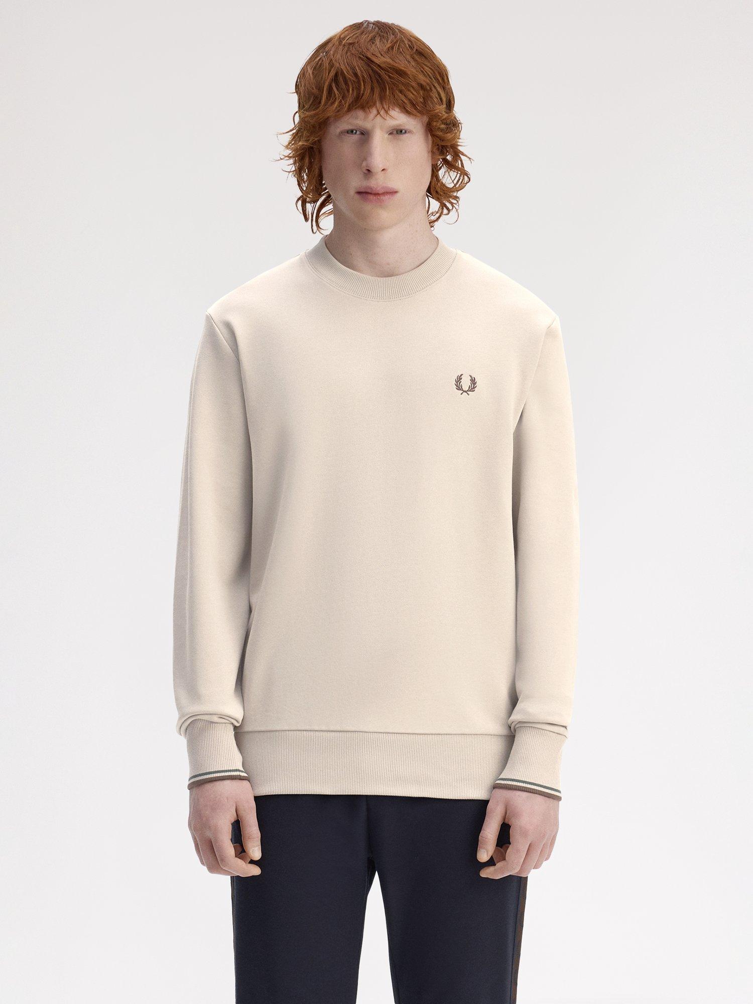 Product image 1 of 5, which shows Fred Perry Cotton Crew Neck Sweatshirt, Wrmot/Crtgr/Btob, S