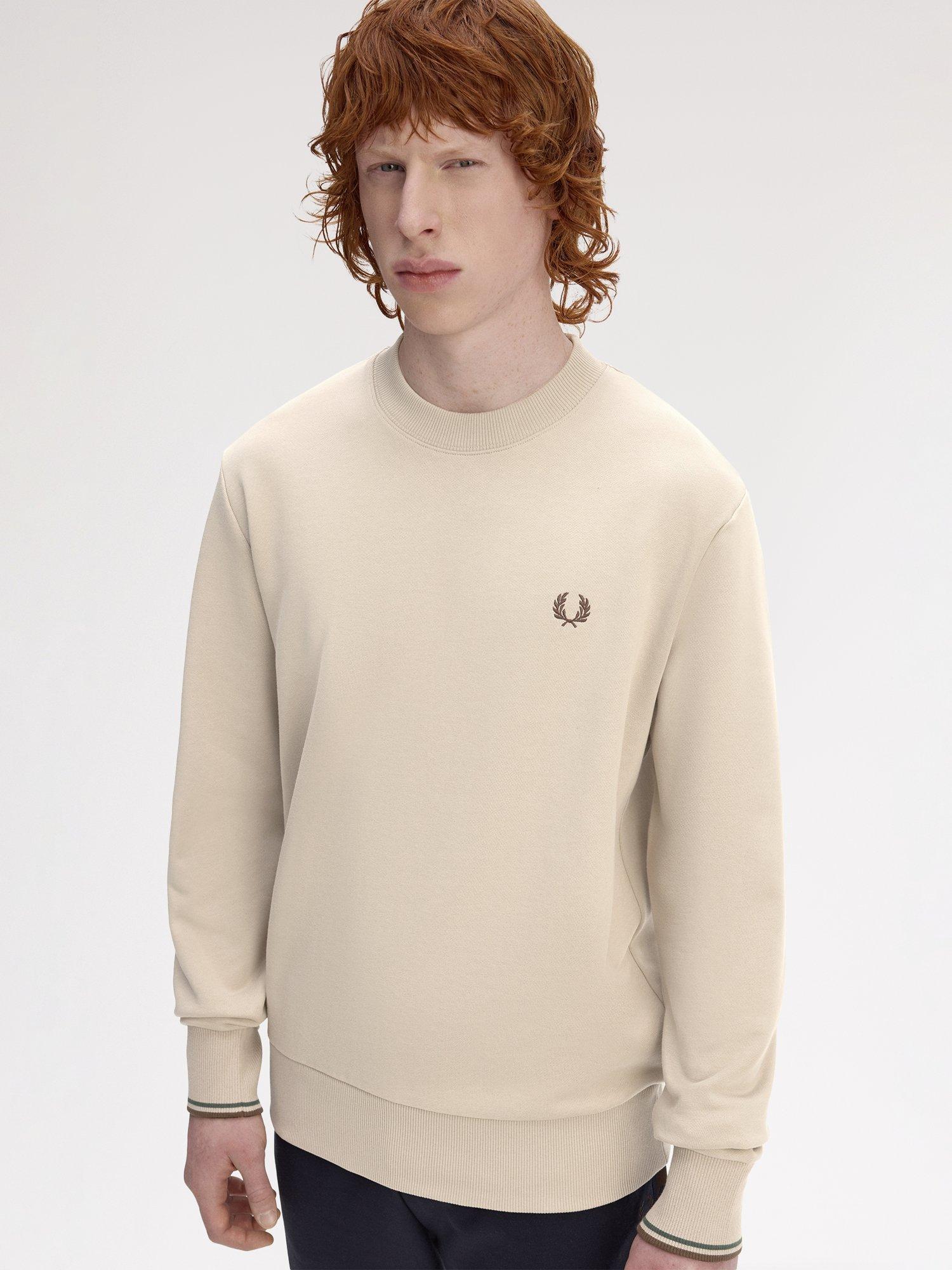 Product image 3 of 5, which shows Fred Perry Cotton Crew Neck Sweatshirt, Wrmot/Crtgr/Btob, S