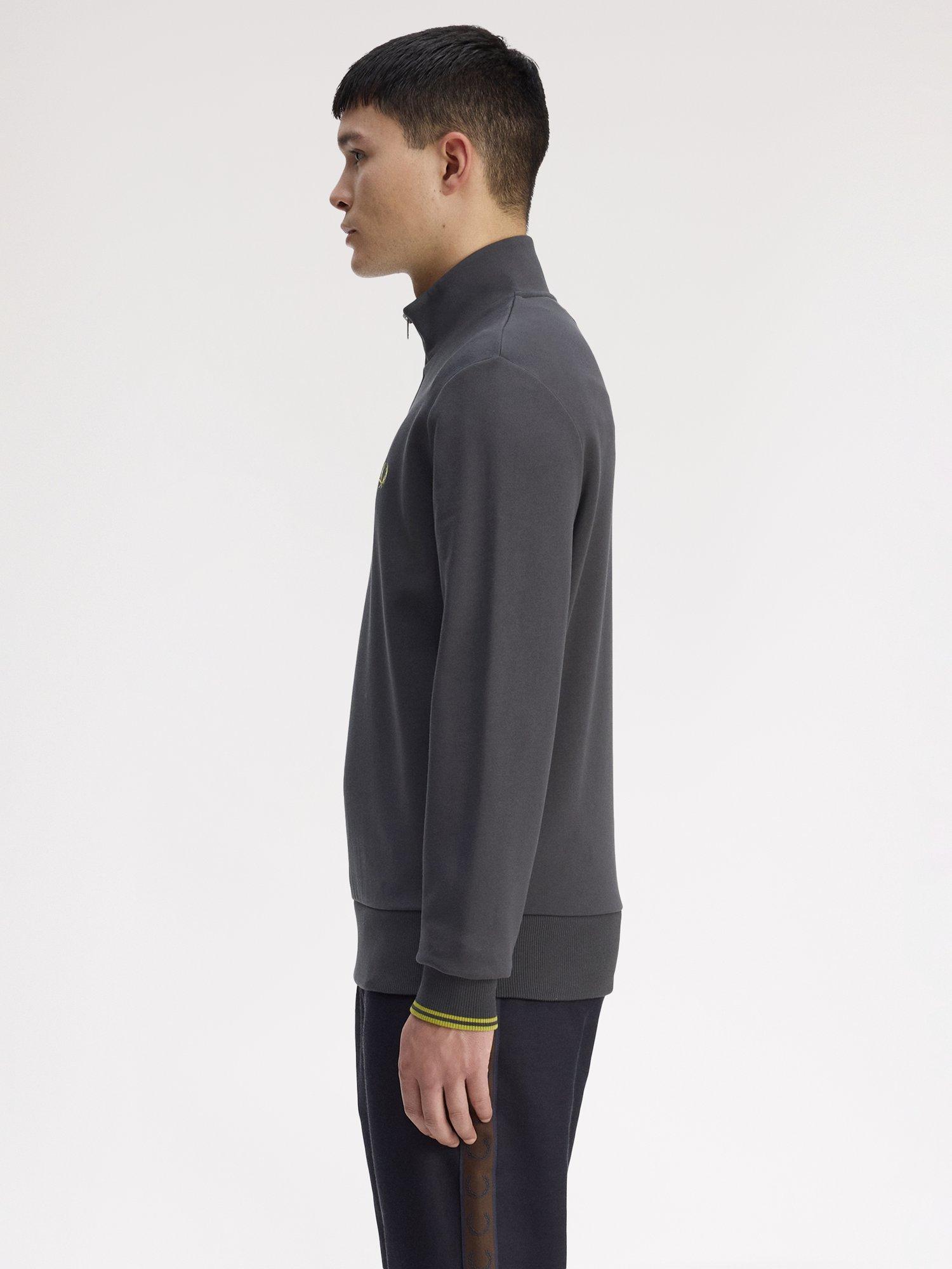 Product image 2 of 5, which shows Fred Perry Half Zip Cotton Sweatshirt, Ancgr/Tnnsblyell, S