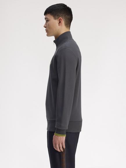 Fred Perry Half Zip Cotton Sweatshirt, Ancgr/Tnnsblyell - view 2, Ancgr/Tnnsblyell