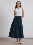 Albaray Drop Waist Flared Twill Cotton Midi Puffball Skirt