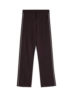 Albaray Piped Mid Cropped Wide Leg Straight Joggers, Brown