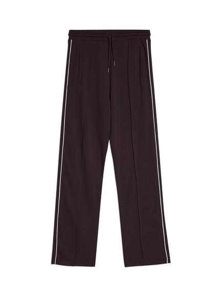 Albaray Piped Mid Cropped Wide Leg Straight Joggers, Brown