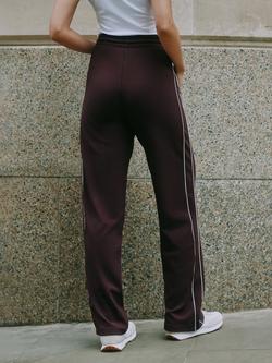 Albaray Piped Mid Cropped Wide Leg Straight Joggers - view 2, Brown