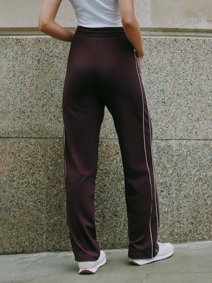 Albaray Piped Mid Cropped Wide Leg Straight Joggers - view 2, Brown