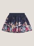Monsoon Kids' Satin Floral Horse Skirt, Navy