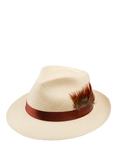 Christy Trilby Panama Hat, Ivory/Rust Satin
