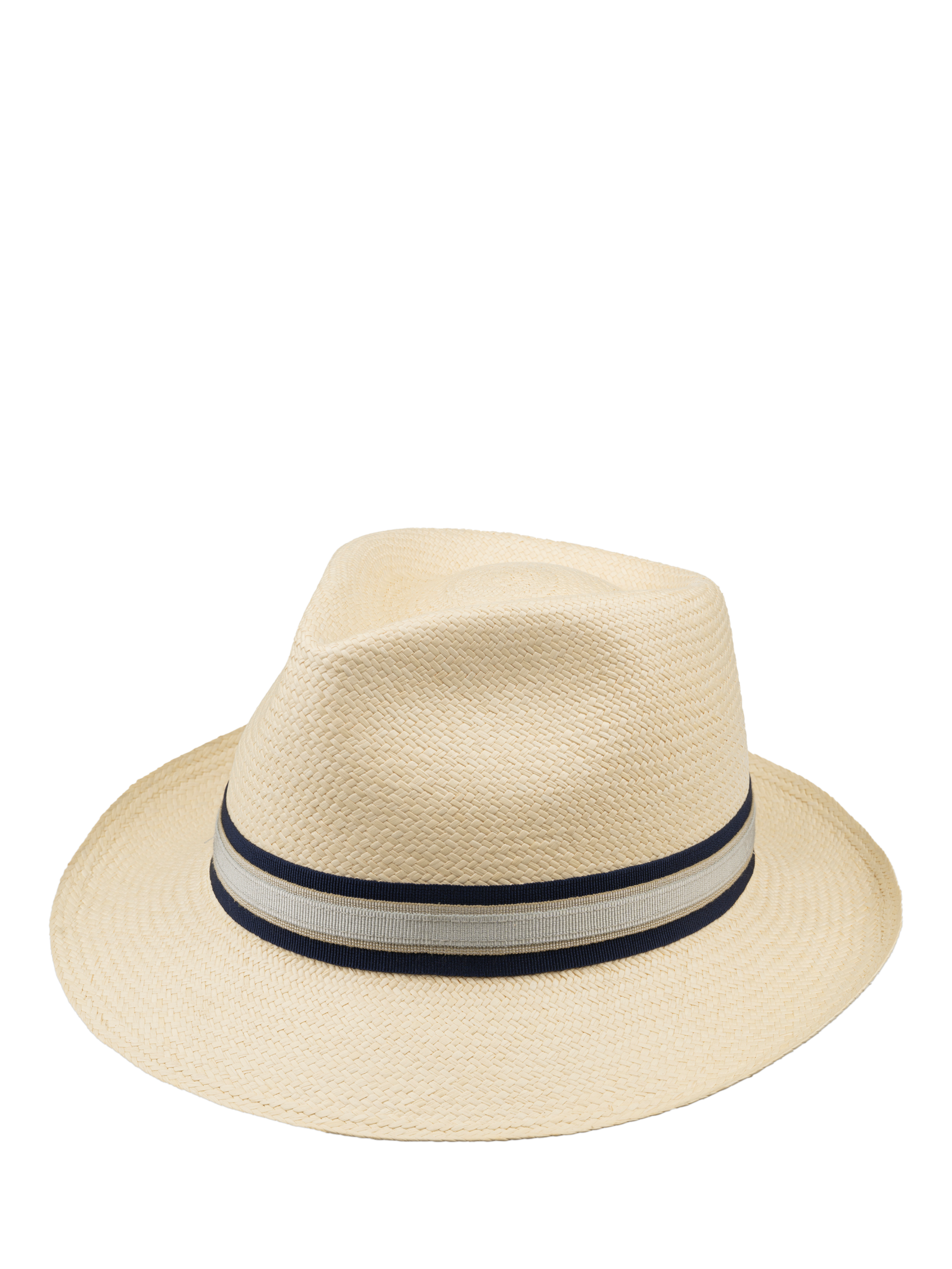 Product image 1 of 6, which shows Christy Trilby Panama Hat, Ivory/Stripe, M