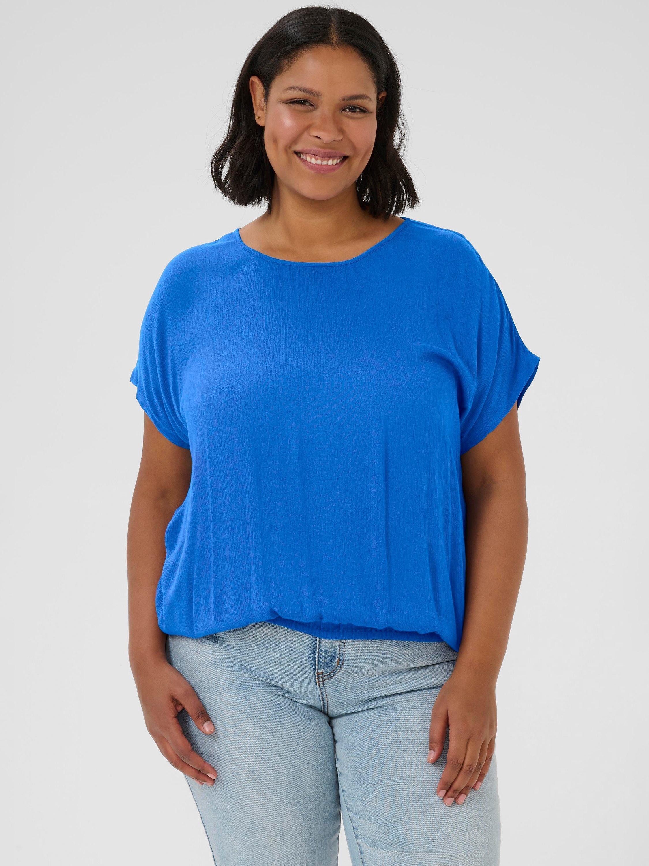 Product image 1 of 6, which shows KAFFE KCami Viscose Short Sleeve Top, Mid Blue, 20