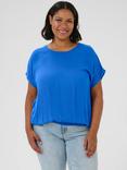 KAFFE KCami Viscose Short Sleeve Top, Mid Blue