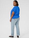 KAFFE KCami Viscose Short Sleeve Top, Mid Blue