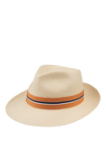 Christy Headband Trilby Panama Hat, Ivory/Orange