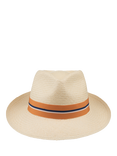 Christy Headband Trilby Panama Hat, Ivory/Orange