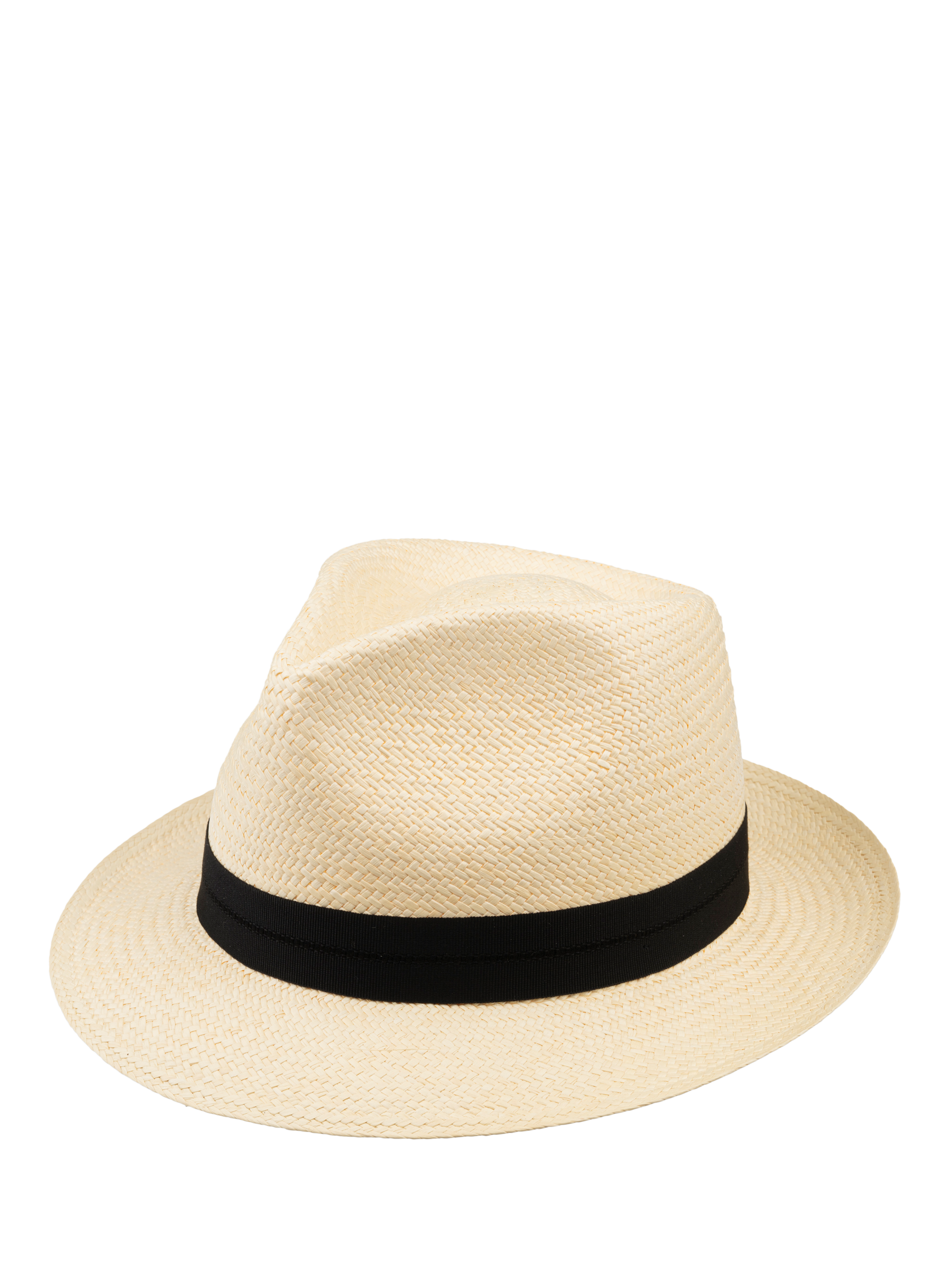 Product image 1 of 6, which shows Christy Headband Trilby Panama Hat, Ivory/Black, M
