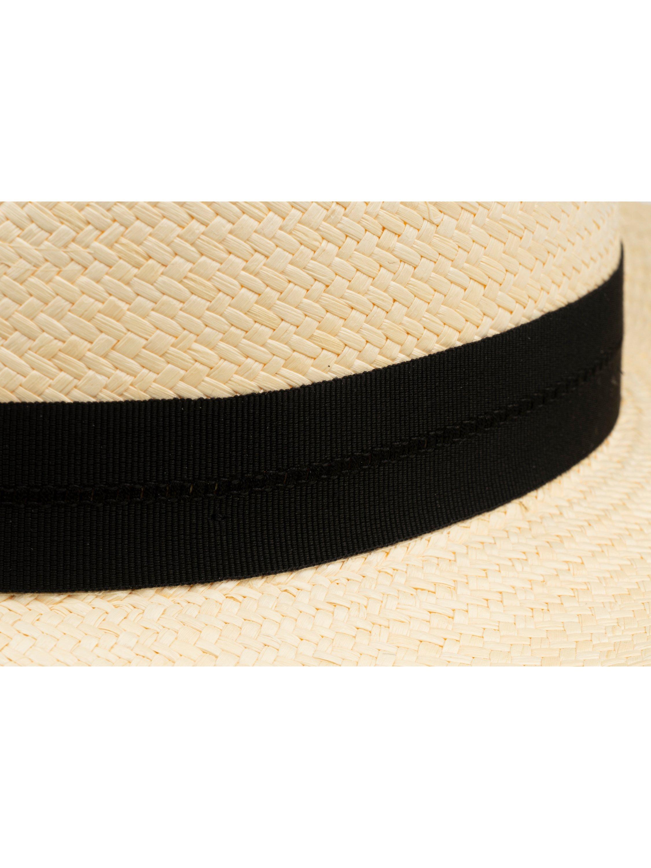 Product image 2 of 6, which shows Christy Headband Trilby Panama Hat, Ivory/Black, M