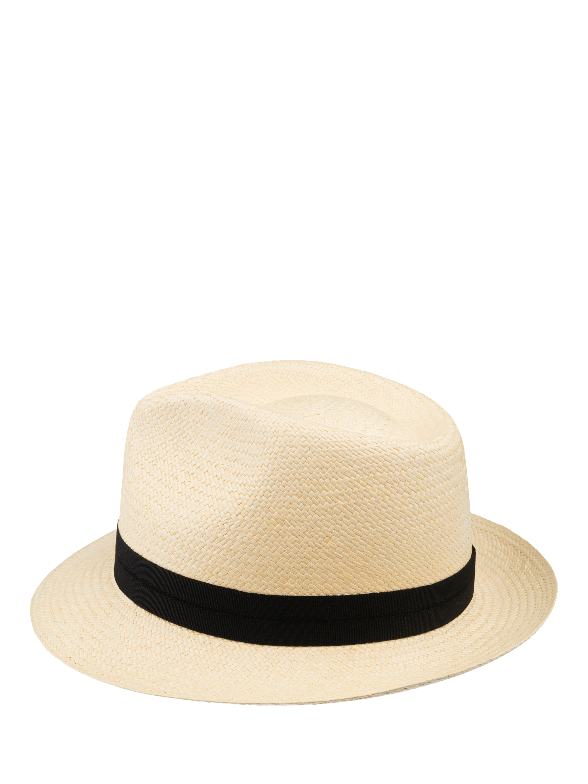 Product image 4 of 6, which shows Christy Headband Trilby Panama Hat, Ivory/Black, M
