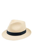 Christy Headband Trilby Panama Hat, Ivory/Navy