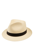 Christy Headband Trilby Panama Hat, Ivory/Brown Waffle