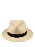 Christy Headband Trilby Panama Hat, Ivory/Brown Waffle