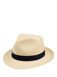 Christy Headband Trilby Panama Hat, Ivory/Navy Waffle
