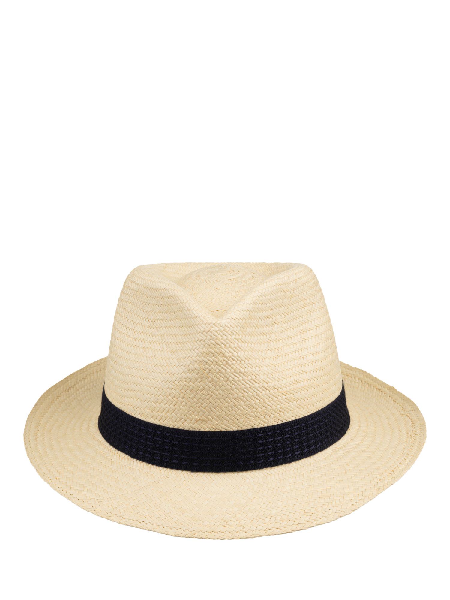 Product image 2 of 4, which shows Christy Headband Trilby Panama Hat, Ivory/Navy Waffle, M