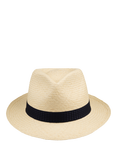 Christy Headband Trilby Panama Hat, Ivory/Navy Waffle