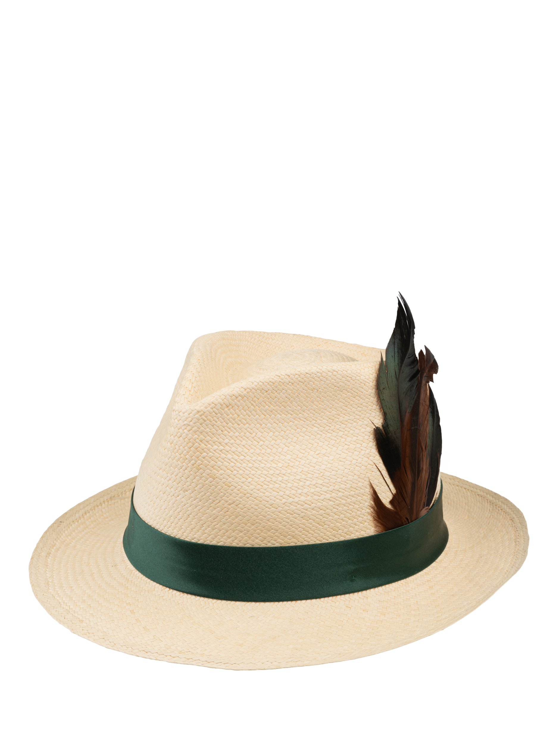 Product image 1 of 6, which shows Christy Trilby Panama Hat, Ivory/Green, M