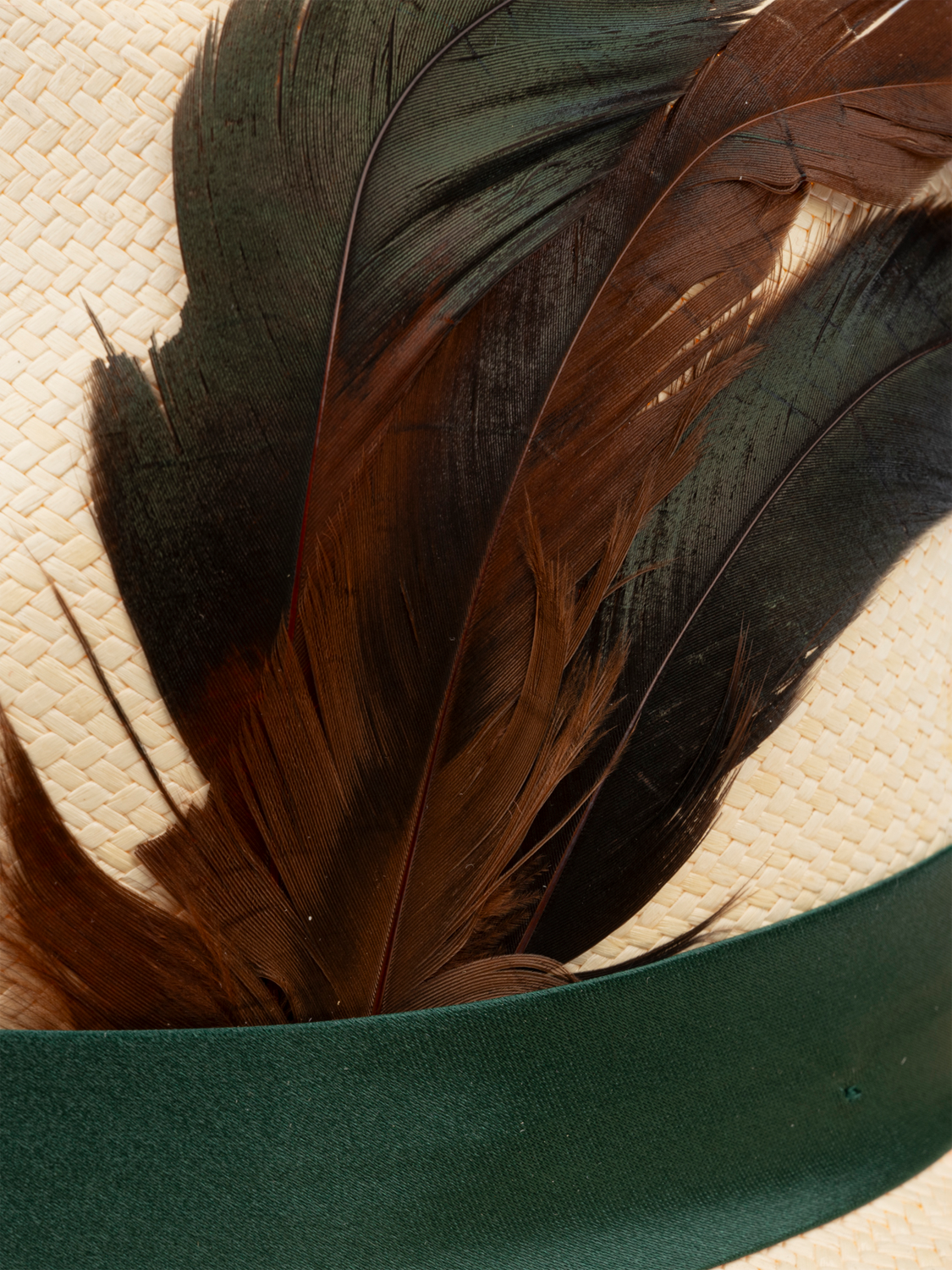 Product image 2 of 6, which shows Christy Trilby Panama Hat, Ivory/Green, M