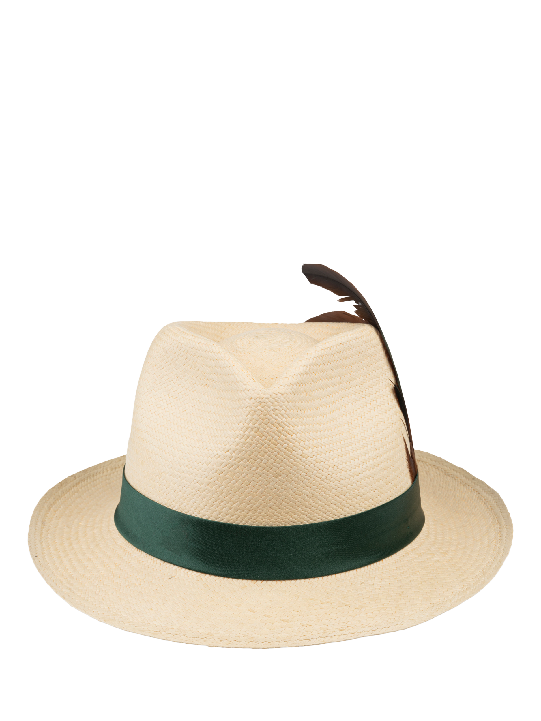 Product image 3 of 6, which shows Christy Trilby Panama Hat, Ivory/Green, M