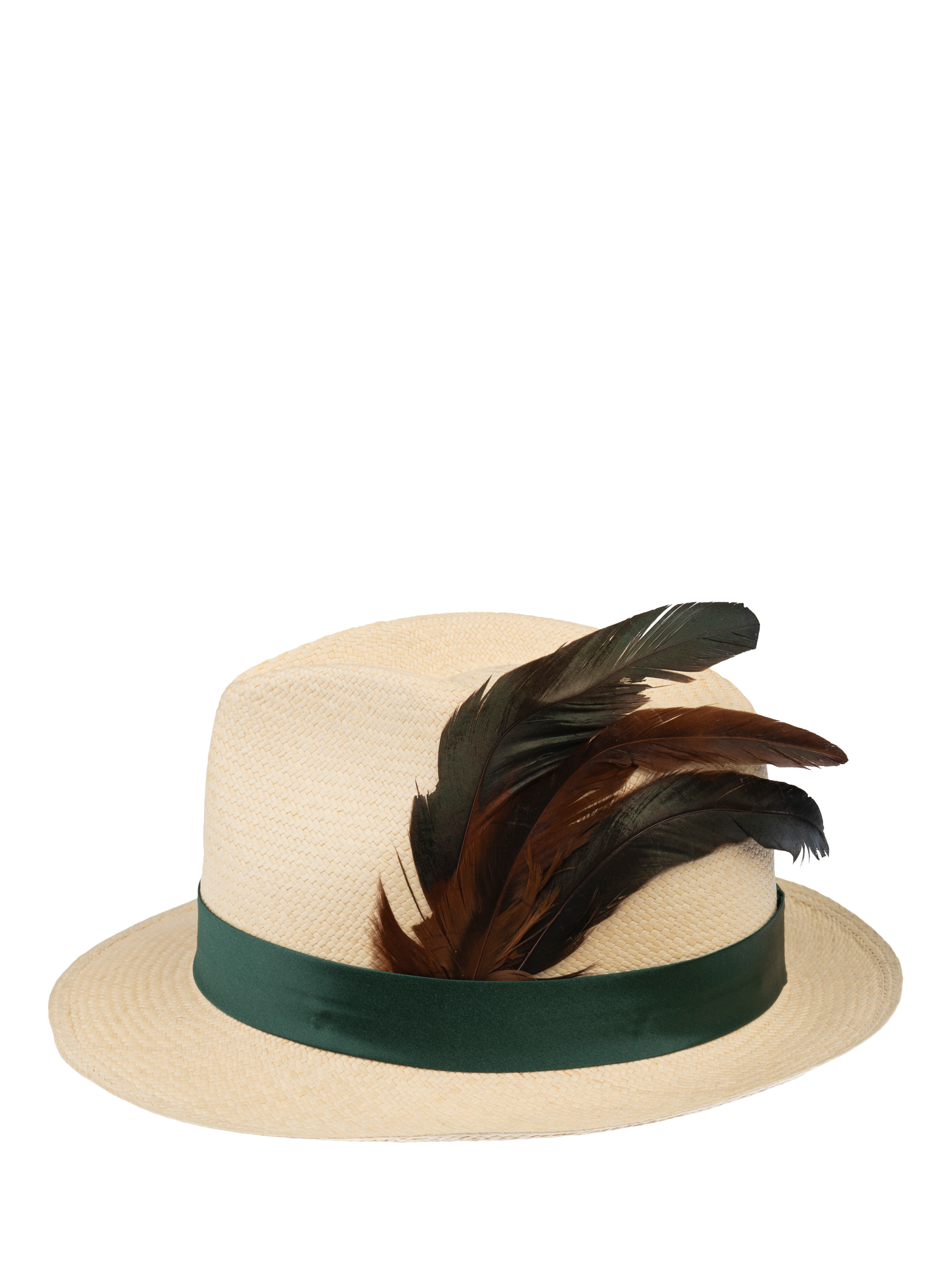 Product image 4 of 6, which shows Christy Trilby Panama Hat, Ivory/Green, M