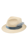 Christy Trilby Panama Hat, Ivory/Light Blue