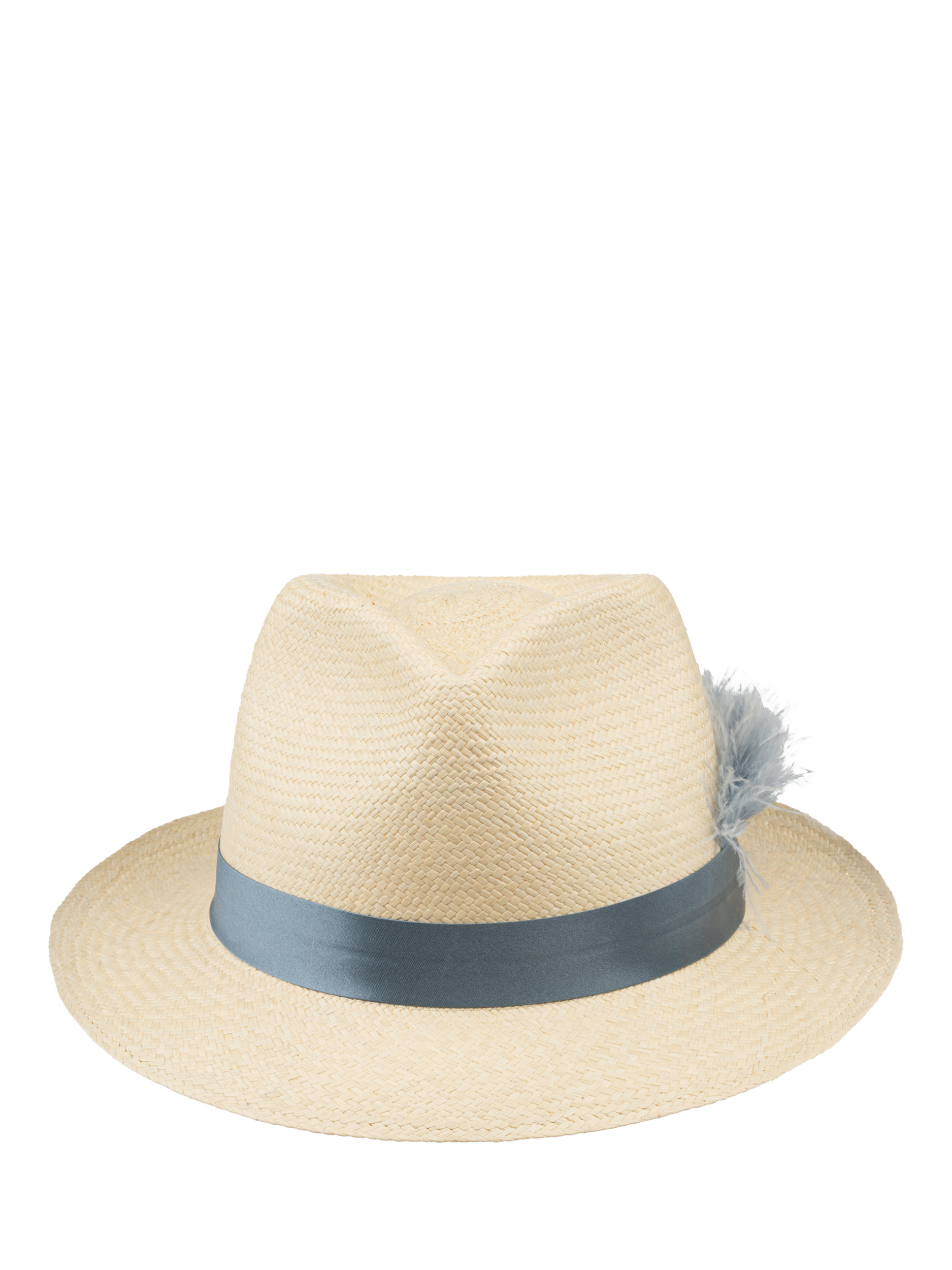 Product image 3 of 6, which shows Christy Trilby Panama Hat, Ivory/Light Blue, M