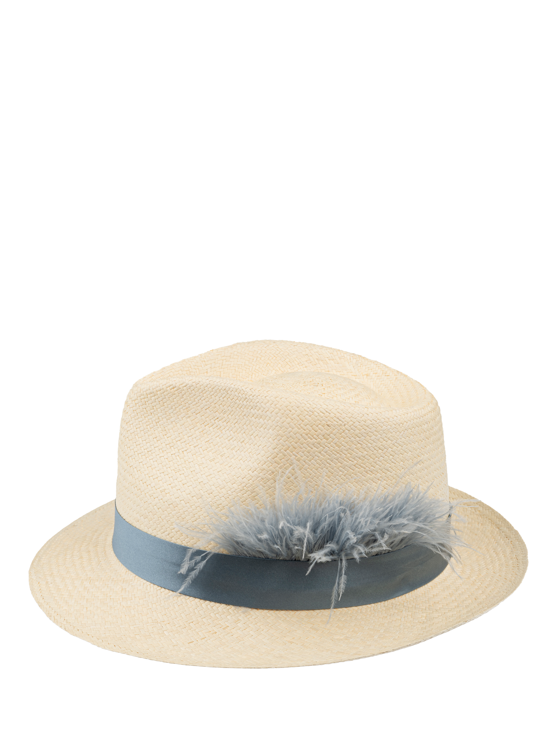Product image 4 of 6, which shows Christy Trilby Panama Hat, Ivory/Light Blue, M