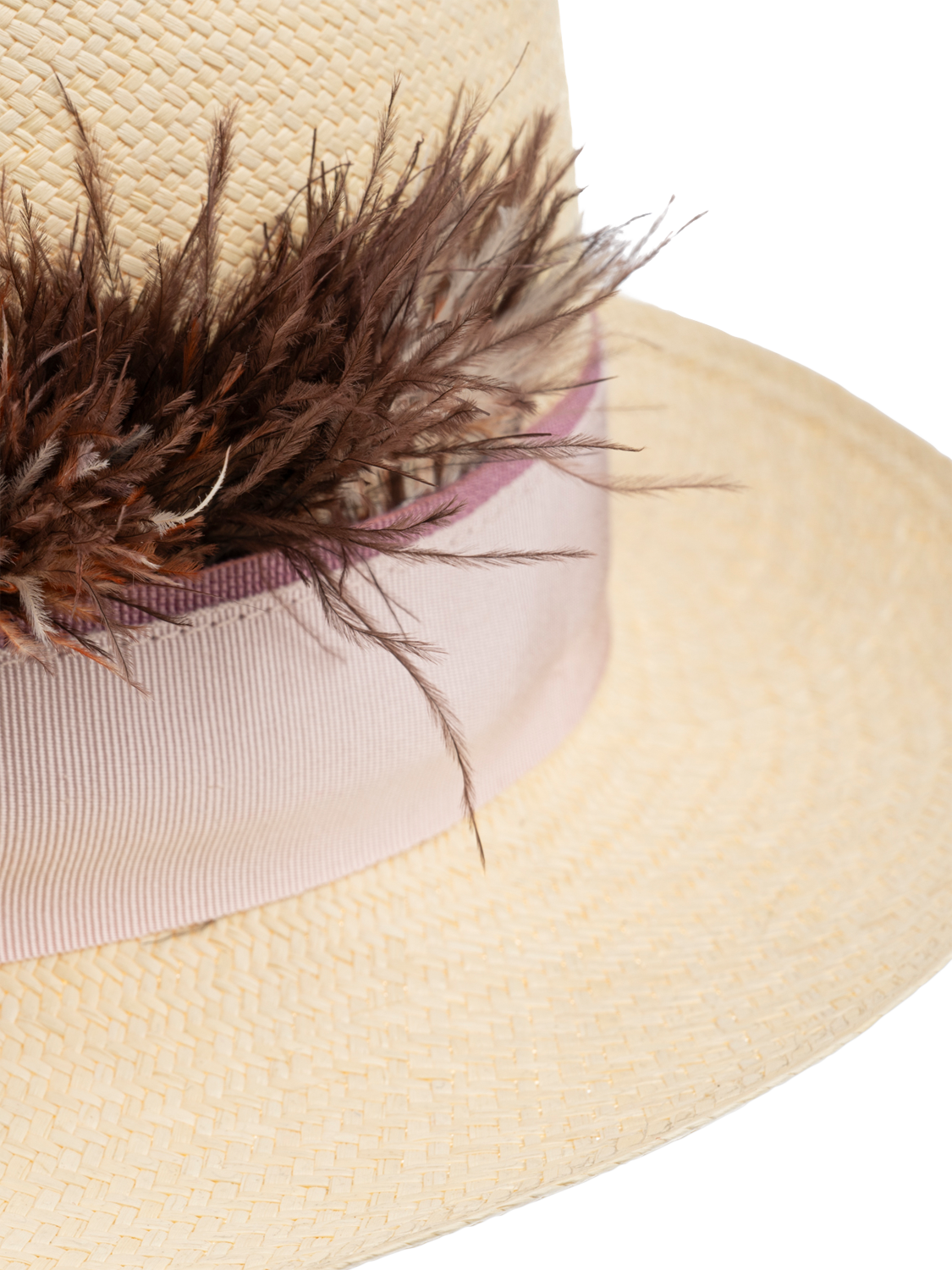 Product image 2 of 6, which shows Christy Trilby Panama Hat, Ivory/Pink, M