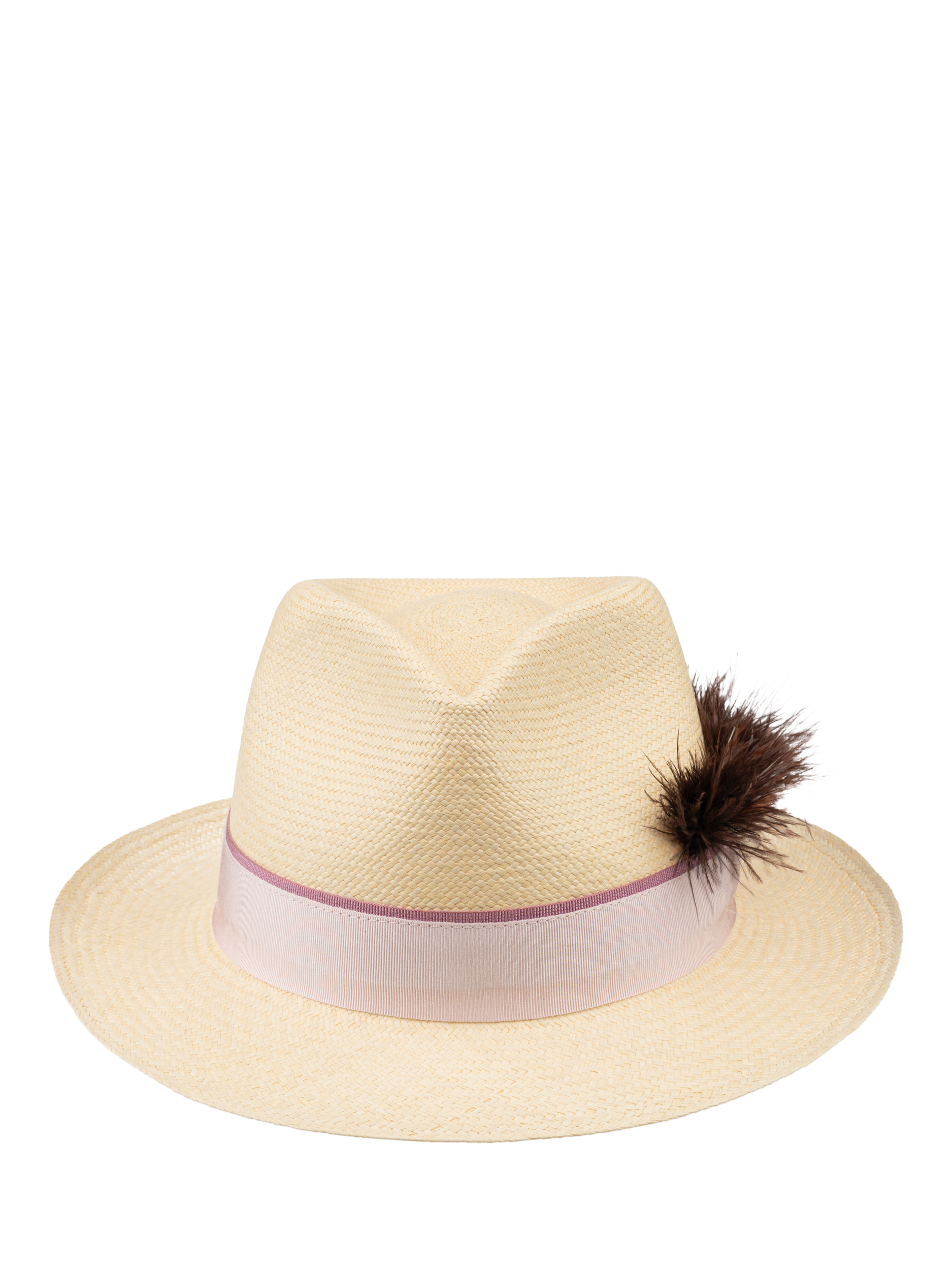 Product image 3 of 6, which shows Christy Trilby Panama Hat, Ivory/Pink, M