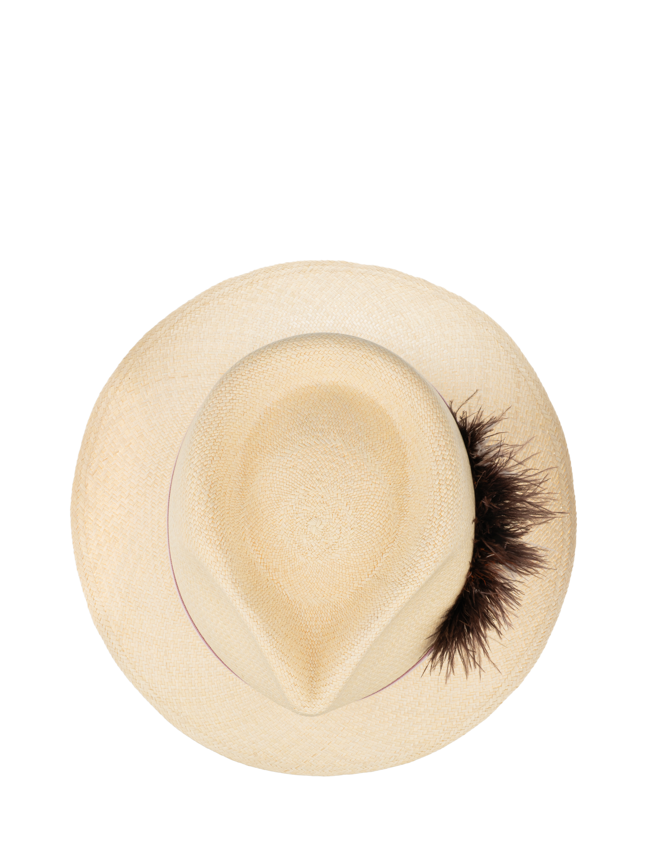 Product image 6 of 6, which shows Christy Trilby Panama Hat, Ivory/Pink, M
