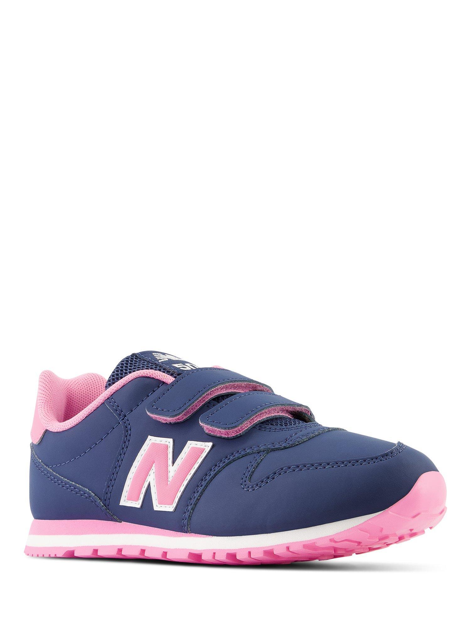 New Balance Kids' 500 Hook and Loop Trainers, Navy/Pink