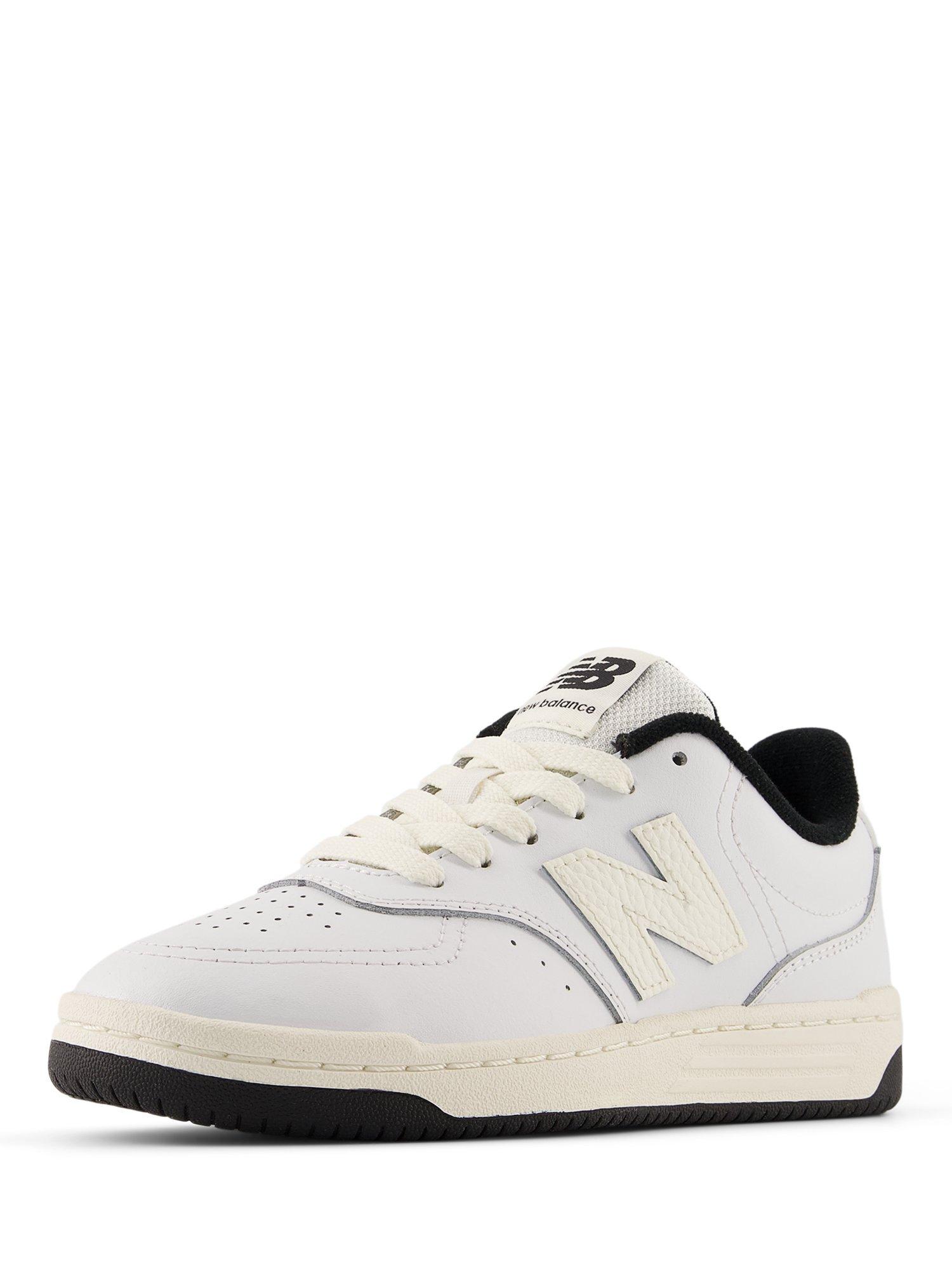 Product image 2 of 5, which shows New Balance Kids' B80 Leather Lace Up Trainers, Black/White, 3