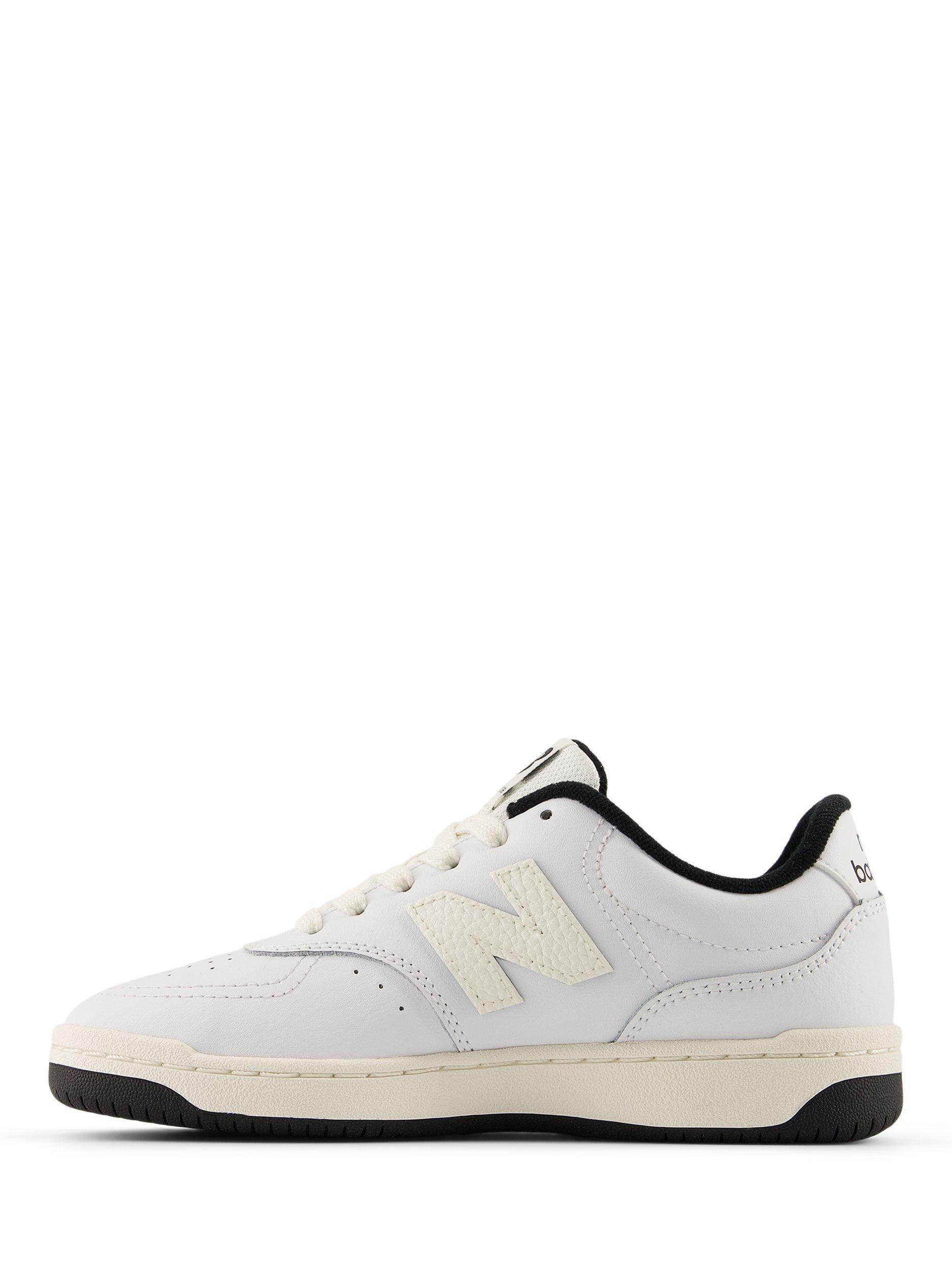 Product image 3 of 5, which shows New Balance Kids' B80 Leather Lace Up Trainers, Black/White, 3