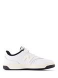 New Balance Kids' B80 Leather Lace Up Trainers, Black/White